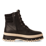 TAMARIS WOMENS 25200-45 003  Black/Cream Combination Leather Biker Style Ankle Boot
