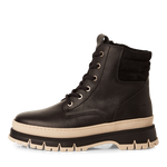 TAMARIS WOMENS 25200-45 003  Black/Cream Combination Leather Biker Style Ankle Boot