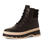 TAMARIS WOMENS 25200-45 003  Black/Cream Combination Leather Biker Style Ankle Boot