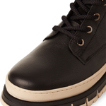 TAMARIS WOMENS 25200-45 003  Black/Cream Combination Leather Biker Style Ankle Boot