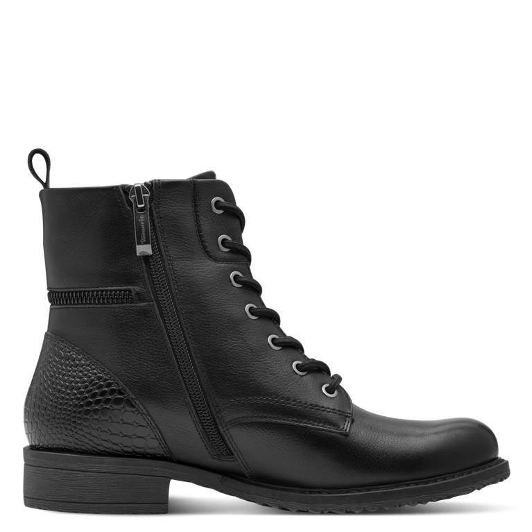 TAMARIS WOMENS 25273-45 001 Black Leather Zip Detail Ankle Boot