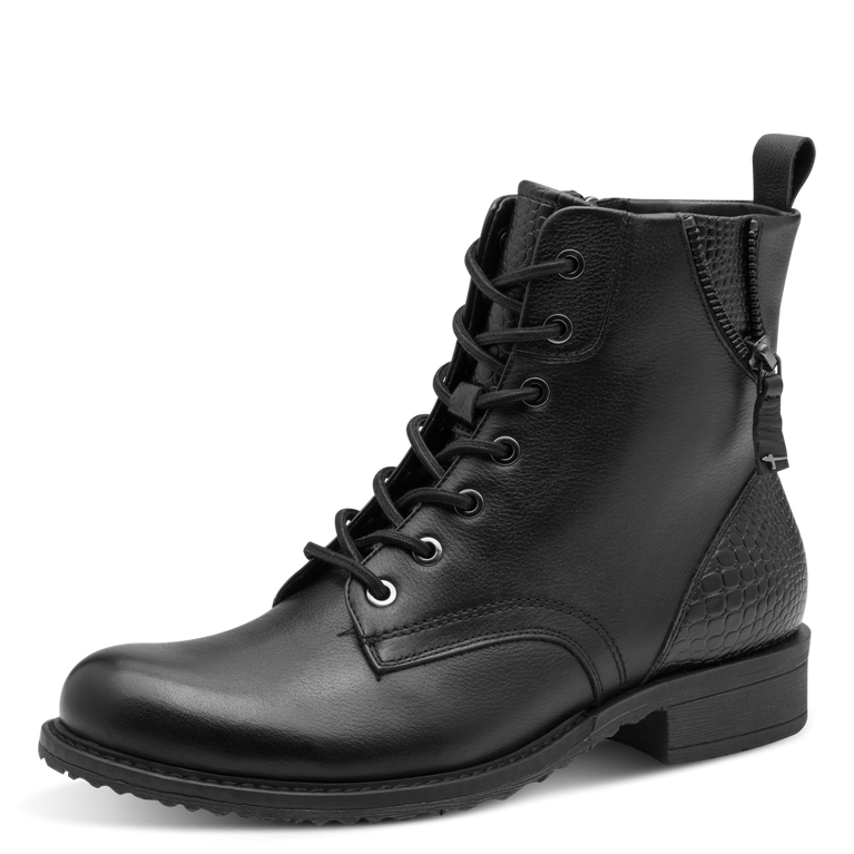 TAMARIS WOMENS 25273-45 001 Black Leather Zip Detail Ankle Boot
