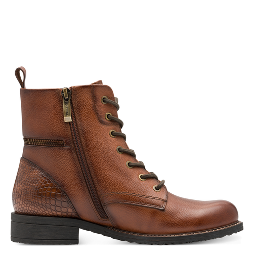 TAMARIS WOMENS 25273-45 305 Cognac Leather Zip Detail Ankle Boot