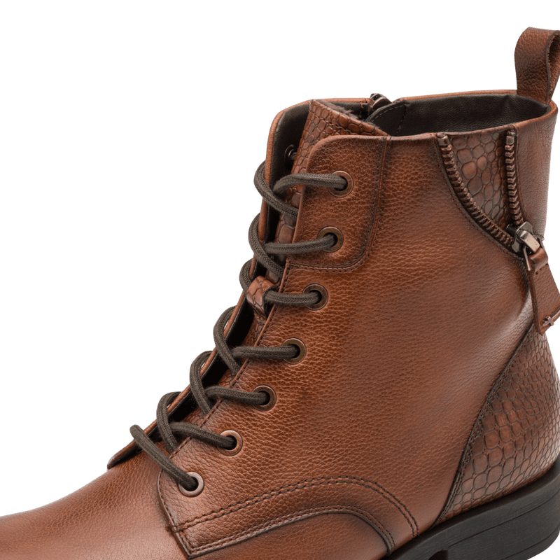 TAMARIS WOMENS 25273-45 305 Cognac Leather Zip Detail Ankle Boot