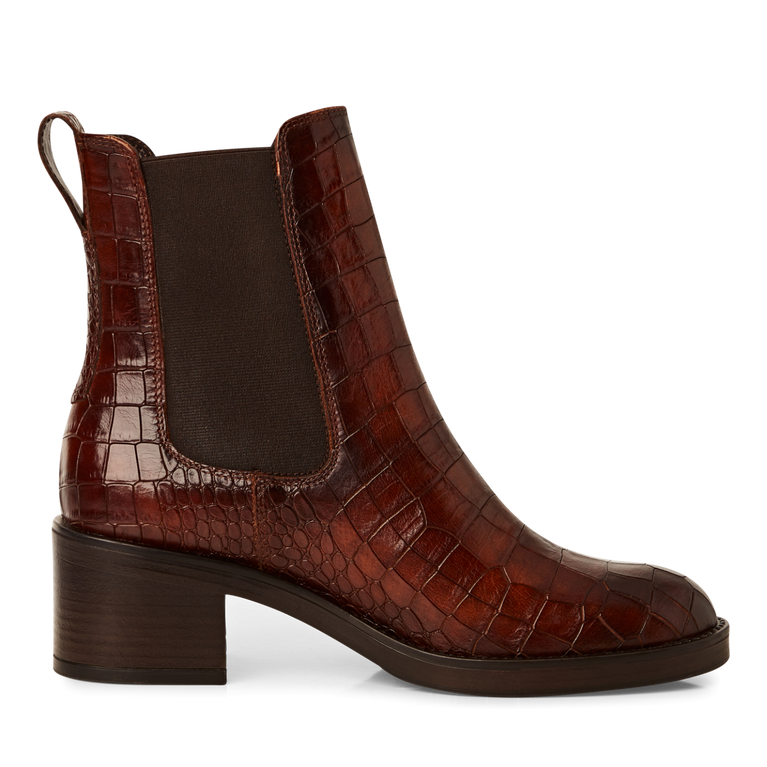 TAMARIS WOMENS 25307-45 395 Cognac Croco Leather Chelsea Style Boot