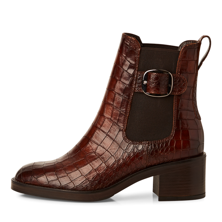 TAMARIS WOMENS 25307-45 395 Cognac Croco Leather Chelsea Style Boot