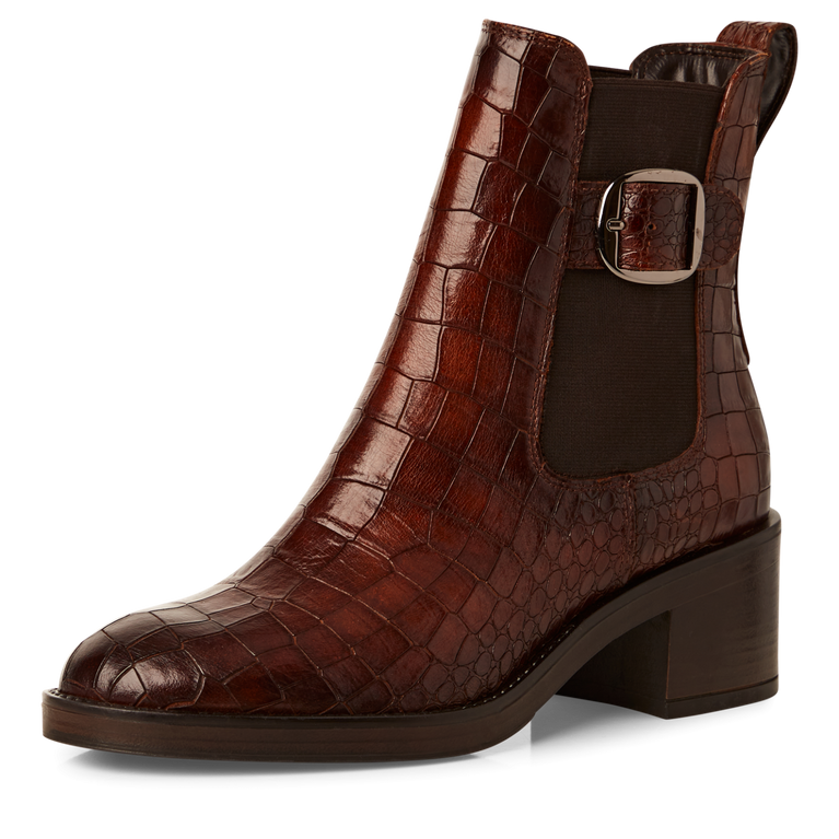 TAMARIS WOMENS 25307-45 395 Cognac Croco Leather Chelsea Style Boot