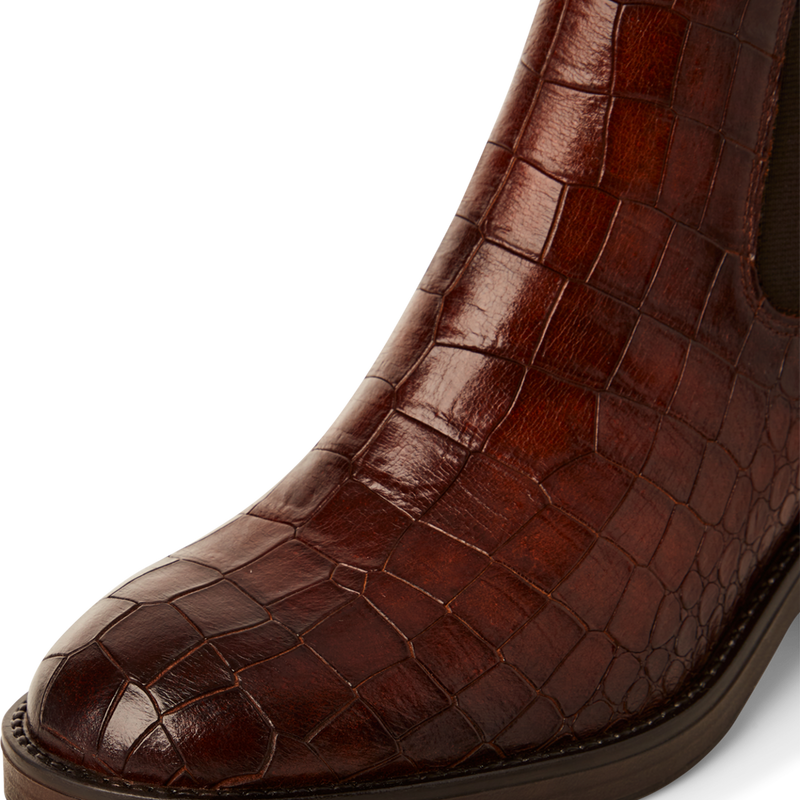 TAMARIS WOMENS 25307-45 395 Cognac Croco Leather Chelsea Style Boot