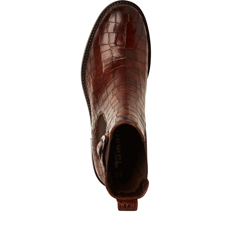 TAMARIS WOMENS 25307-45 395 Cognac Croco Leather Chelsea Style Boot