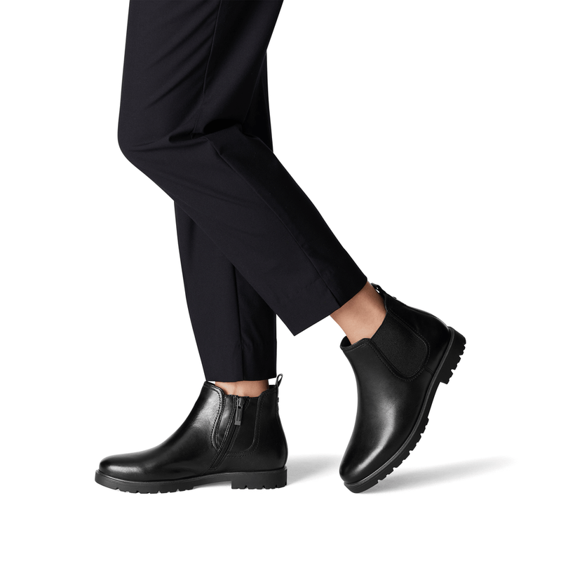 TAMARIS WOMENS 25348-43 003 Black Leather Chelsea Style Ankle Boots