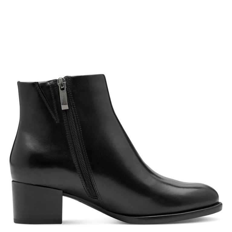 TAMARIS WOMENS 25366-45 001  Black Leather Comb Heeled Ankle Boot