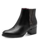 TAMARIS WOMENS 25366-45 001  Black Leather Comb Heeled Ankle Boot