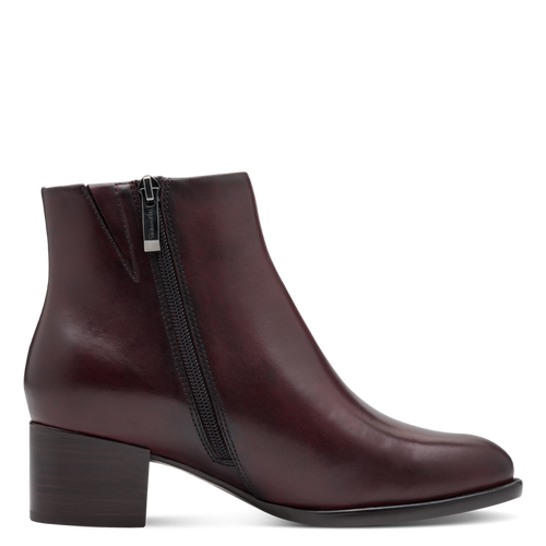 TAMARIS WOMENS 25366-45 537 Merlot Leather Comb Heeled Ankle boot