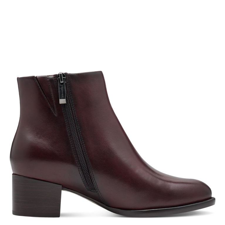 TAMARIS WOMENS 25366-45 537 Merlot Leather Comb Heeled Ankle boot