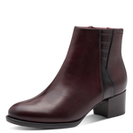 TAMARIS WOMENS 25366-45 537 Merlot Leather Comb Heeled Ankle boot