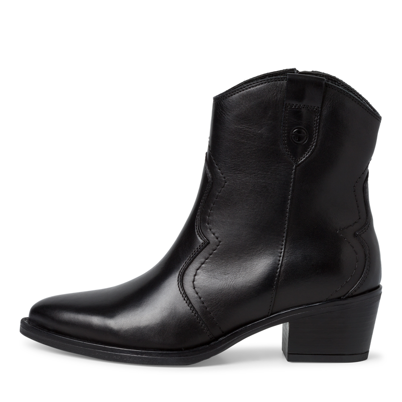 TAMARIS WOMENS 25702-41 003 BLACK Leather Western Styled ankle Boots