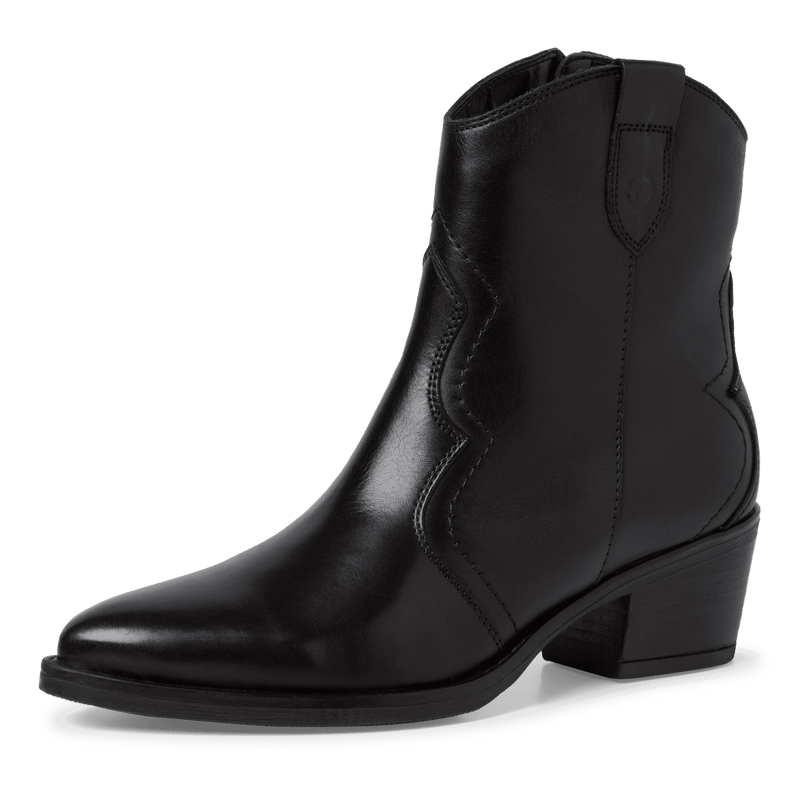 TAMARIS WOMENS 25702-41 003 BLACK Leather Western Styled ankle Boots