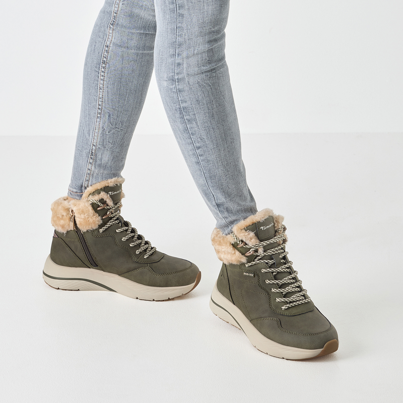 TAMARIS WOMENS 26278-45 722 Olive Waterproof/Warmlined Ankle Boot