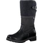 TAMARIS WOMENS 26432-41 Black Leather/Textile Combination DuoTEX Long Boot