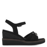 TAMARIS WOMAN 28013 Black Leather/Suede Wedge Sandal