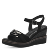 TAMARIS WOMAN 28013 Black Leather/Suede Wedge Sandal