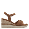 TAMARIS WOMAN 28013 Camel Brown Leather/Suede Wedge Sandal