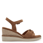 TAMARIS WOMAN 28013 Camel Brown Leather/Suede Wedge Sandal