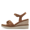 TAMARIS WOMAN 28013 Camel Brown Leather/Suede Wedge Sandal