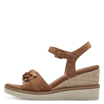 TAMARIS WOMAN 28013 Camel Brown Leather/Suede Wedge Sandal