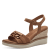 TAMARIS WOMAN 28013 Camel Brown Leather/Suede Wedge Sandal