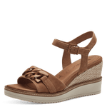 TAMARIS WOMAN 28013 Camel Brown Leather/Suede Wedge Sandal