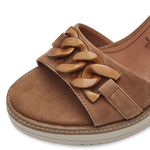 TAMARIS WOMAN 28013 Camel Brown Leather/Suede Wedge Sandal