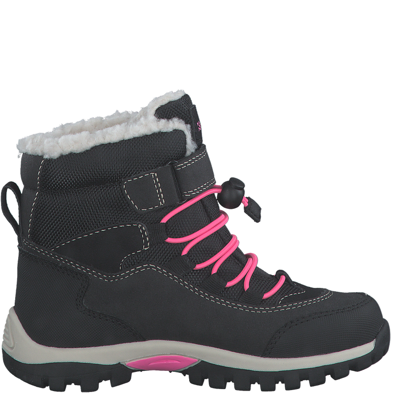 s.Oliver KIDS 46414 POLAR Girl's Black/Pink Comb Waterproof Ankle  Boot