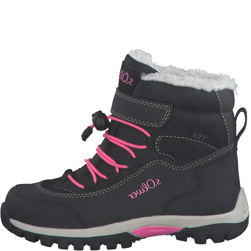 s.Oliver KIDS 46414 POLAR Girl's Black/Pink Comb Waterproof Ankle  Boot