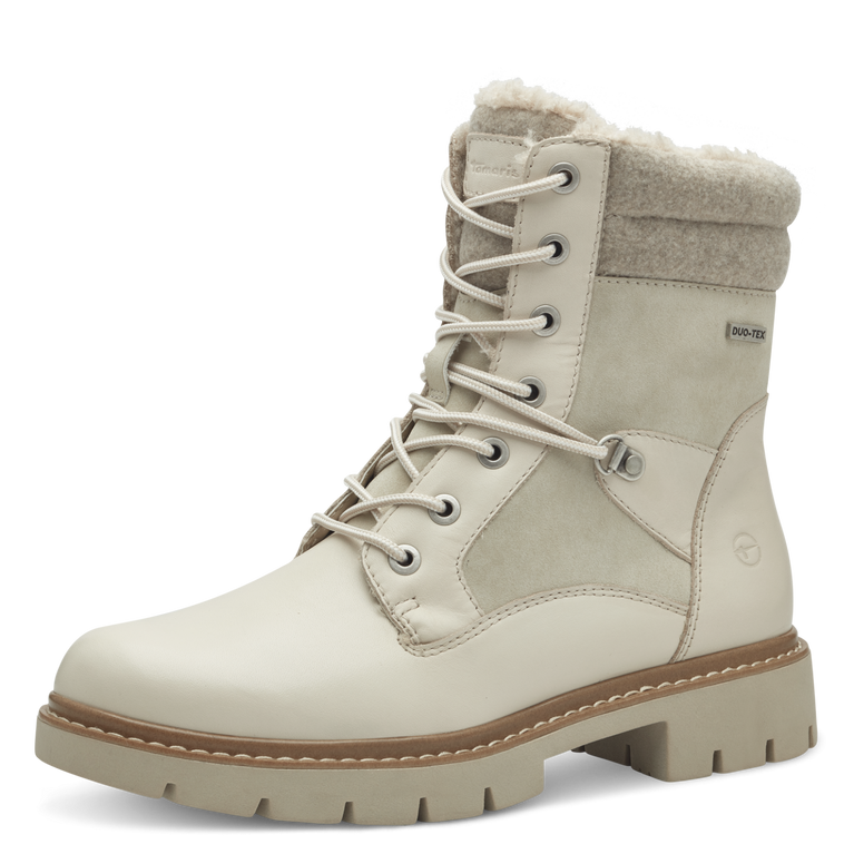 TAMARIS WOMENS 86404-43 411 Ivory Leather Warm Lined TEX Ankle Boot