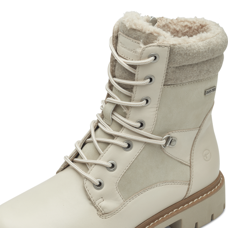 TAMARIS WOMENS 86404-43 411 Ivory Leather Warm Lined TEX Ankle Boot