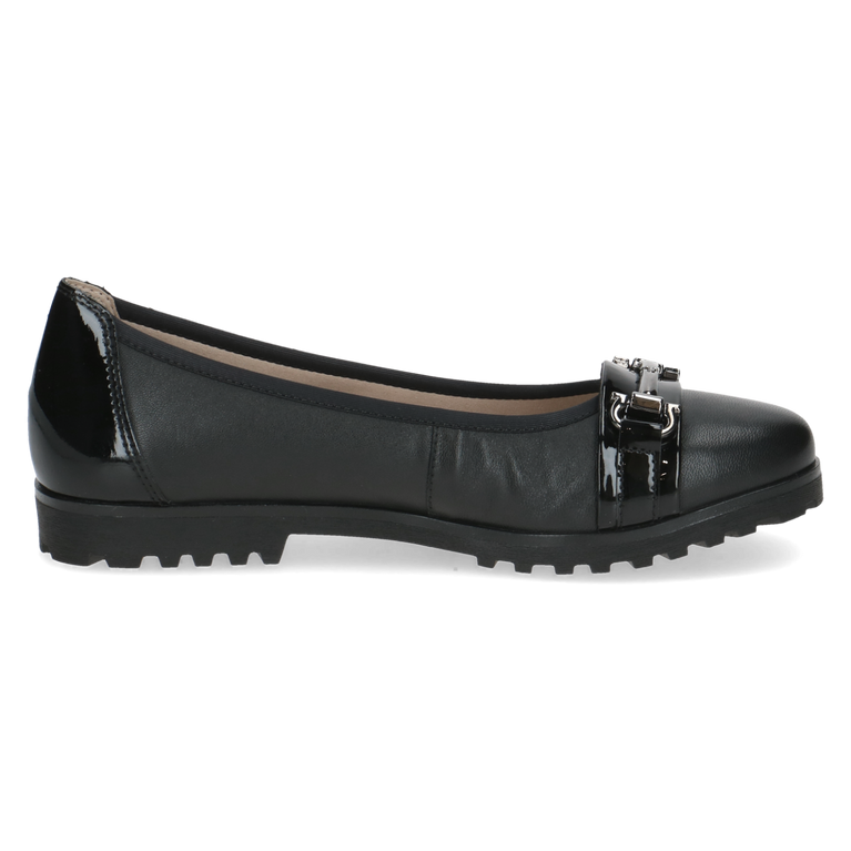 CAPRICE WOMENS 22153-45 019 VIVIAN Black Comb Leather Ballet Style Shoes