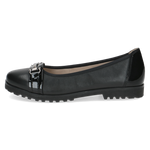 CAPRICE WOMENS 22153-45 019 VIVIAN Black Comb Leather Ballet Style Shoes