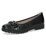 CAPRICE WOMENS 22153-45 019 VIVIAN Black Comb Leather Ballet Style Shoes