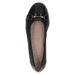 CAPRICE WOMENS 22153-45 019 VIVIAN Black Comb Leather Ballet Style Shoes
