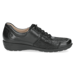 CAPRICE WOMENS 23766-43 019 VERA Black Leather Lace-Up Shoe