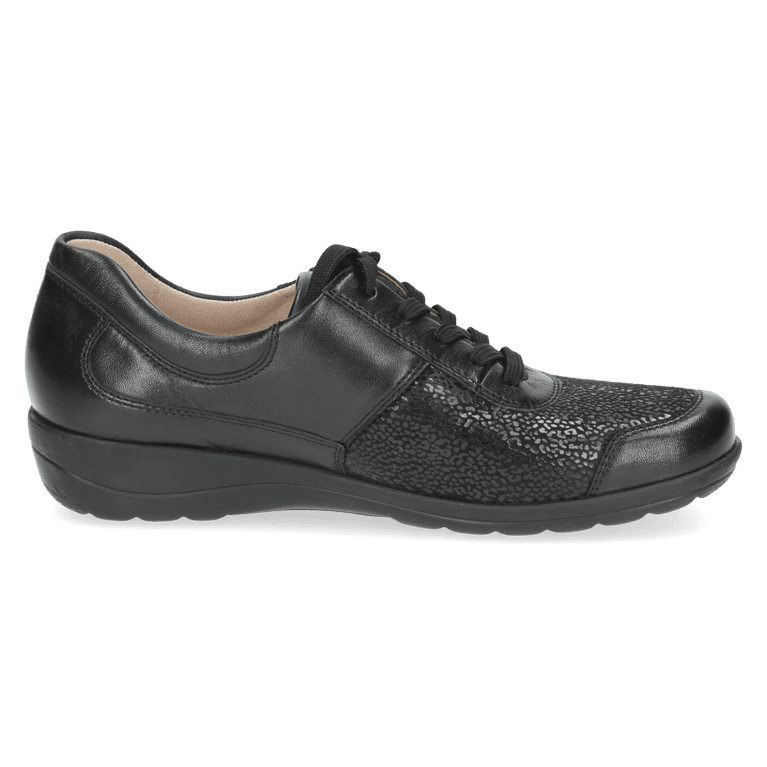 CAPRICE WOMENS 23766-43 019 VERA Black Leather Lace-Up Shoe
