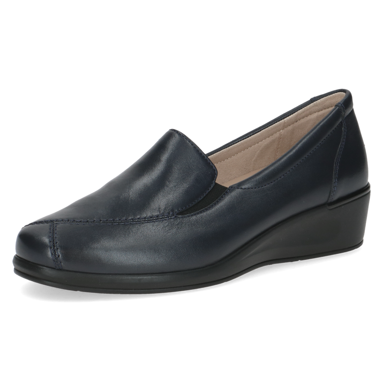 CAPRICE WOMENS 24350-45 856 FINJA Navy Leather Slip-On Shoe