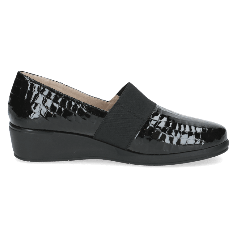 CAPRICE WOMENS 24351-45 014 FINJA Black Patent Croc Effect Slip-On Shoe