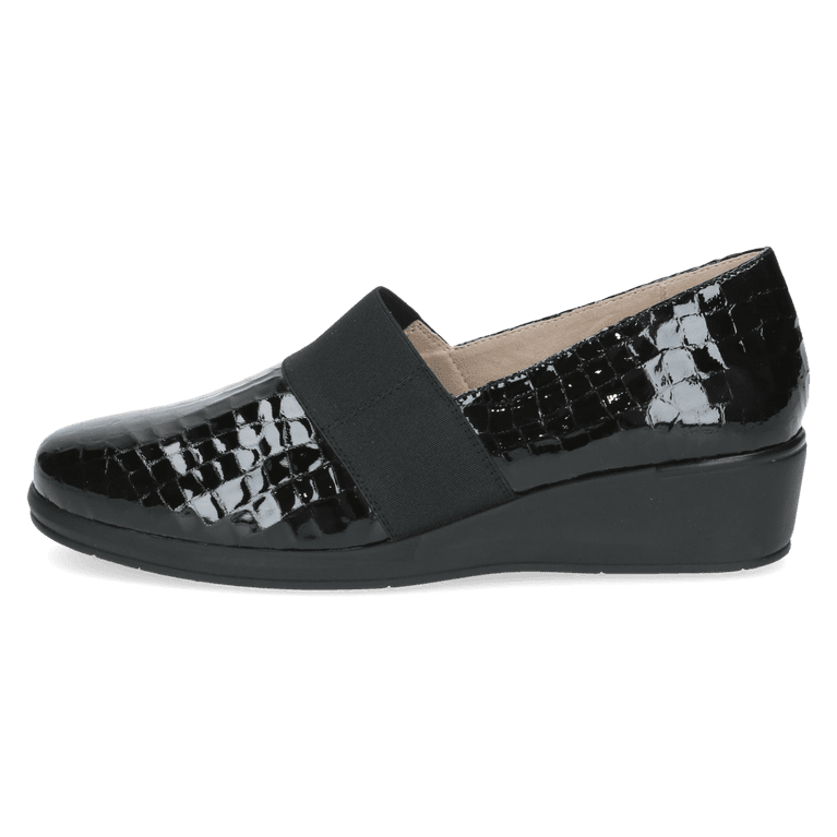 CAPRICE WOMENS 24351-45 014 FINJA Black Patent Croc Effect Slip-On Shoe