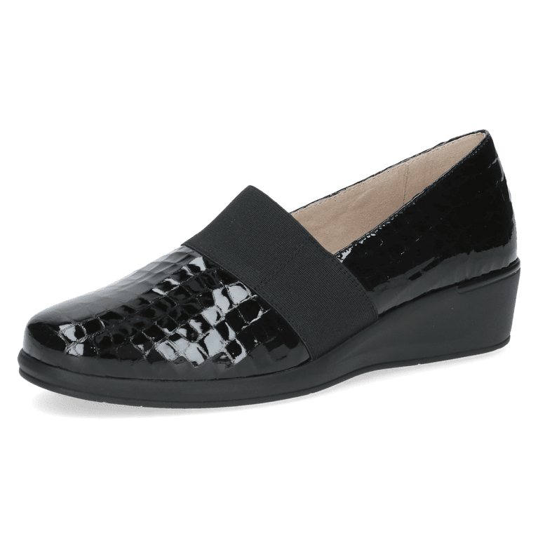 CAPRICE WOMENS 24351-45 014 FINJA Black Patent Croc Effect Slip-On Shoe