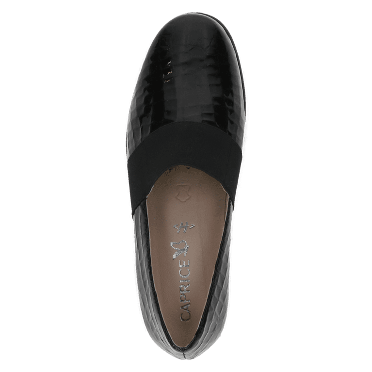 CAPRICE WOMENS 24351-45 014 FINJA Black Patent Croc Effect Slip-On Shoe