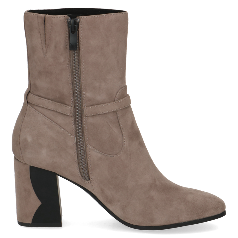 CAPRICE WOMENS 9-25342-41 Taupe Suede Block Heel Ankle Boot