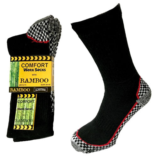 MENS SOCKS  -  Bamboo Sole Comfort Fit Work Sock 3 Pair Pack