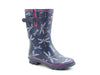 HEAVENLY FEET MARVELWomen's Navy/Pink Dragonfly Print Wellingtons with fleece lining